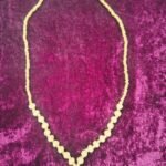 Simple Tulsi Necklace with Carved Floral Pendant