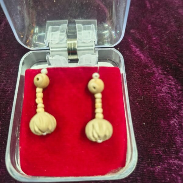 Minimal Handcrafted Tulsi Lotus Drop Earrings
