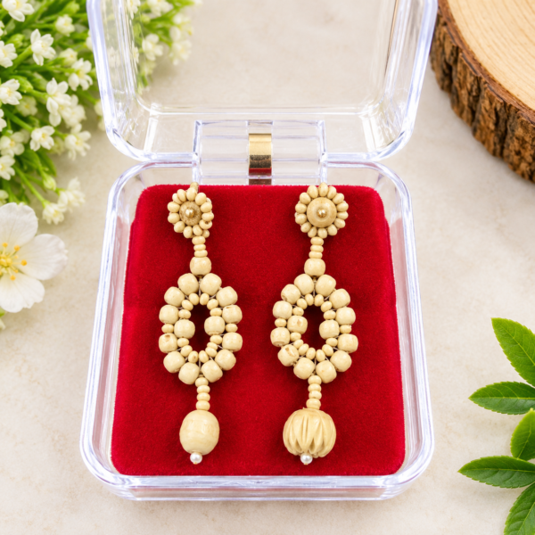Handcrafted Tulsi Bead Drop Earrings