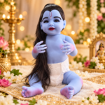 20 Inch Blue Silicon Lala Idol with Long Black Hair