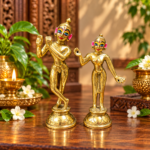 8 Inch Brass Radha Krishna Idol Set