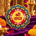 6 Inch Round Shri Radha Naam Sticker – Radha Naam Wall Sticker for Puja & Mandir