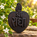 4 inch Beautiful handcrafted Shree Radha Naam Seva in orignal Tamal wood